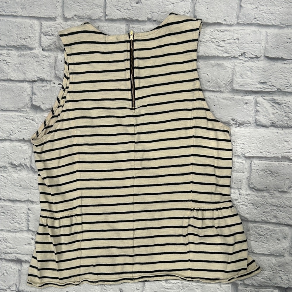J. Crew Black and Cream Striped Peplum Tank Top - Picture 4 of 4